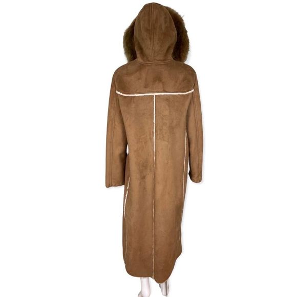 Wilson’s Leather Brown Shearling Coat with Real Fox Fur Trim, size M - NWOT - Picture 3 of 7